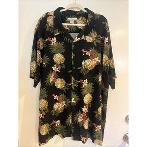 Vintage Island Outfitters Hawaii Shirt Black Pineapples Floral Men’s Sz XL/T